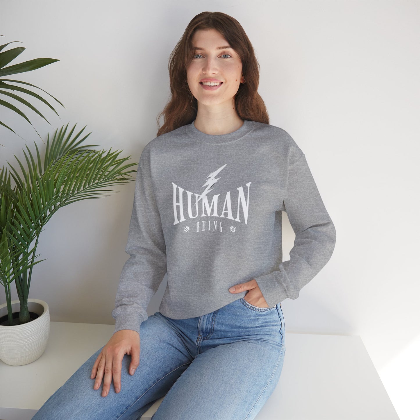 Human Being Lightning Bolt Unisex Crewneck Sweatshirt