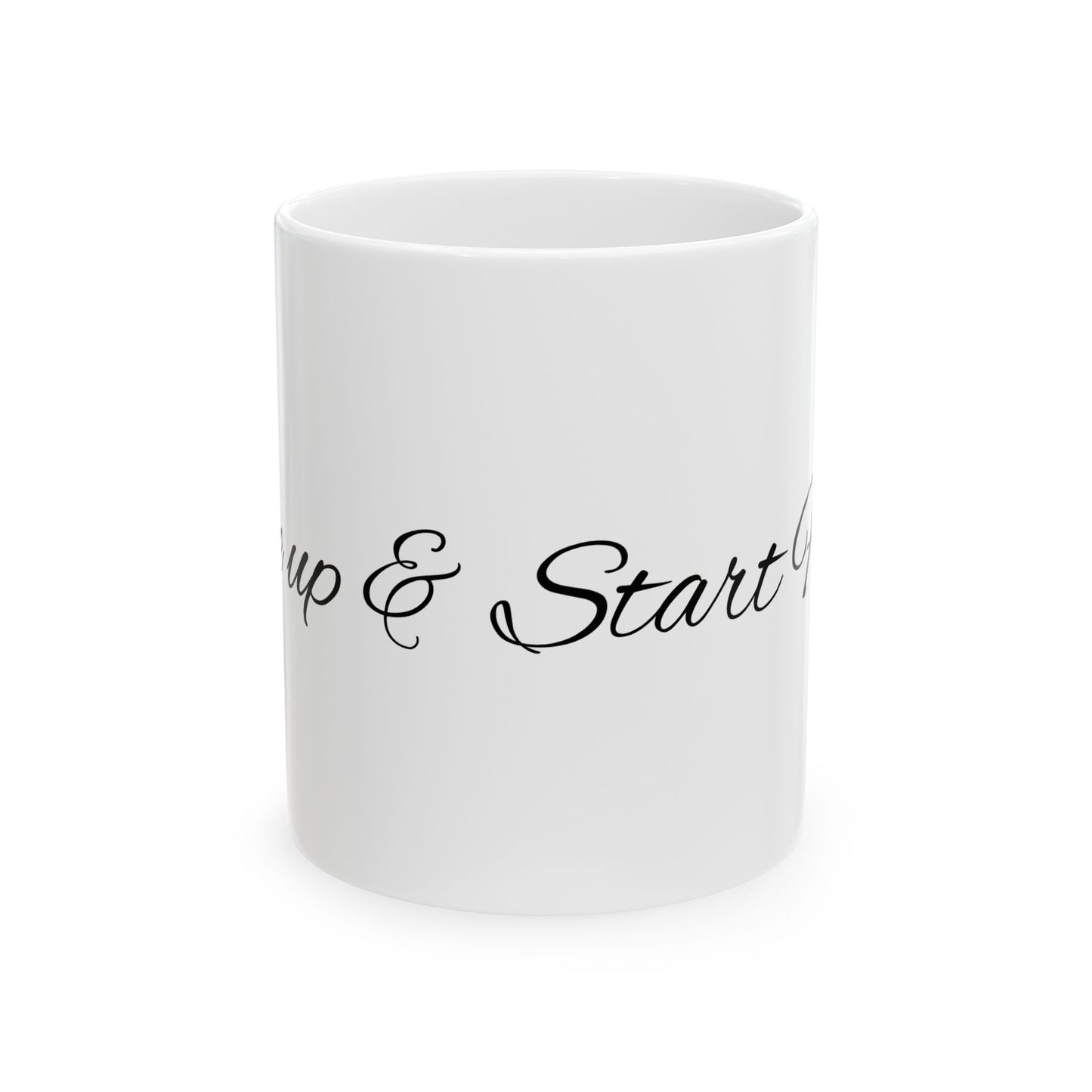 Motivational Ceramic Coffee Mug – "Wake Up & Start Living"