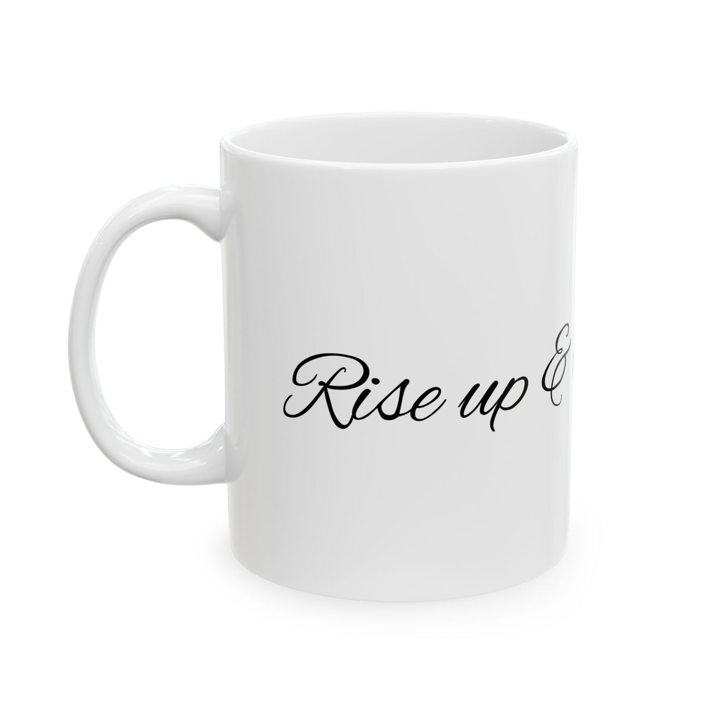 Motivational Ceramic Coffee Mug – "Wake Up & Start Living"