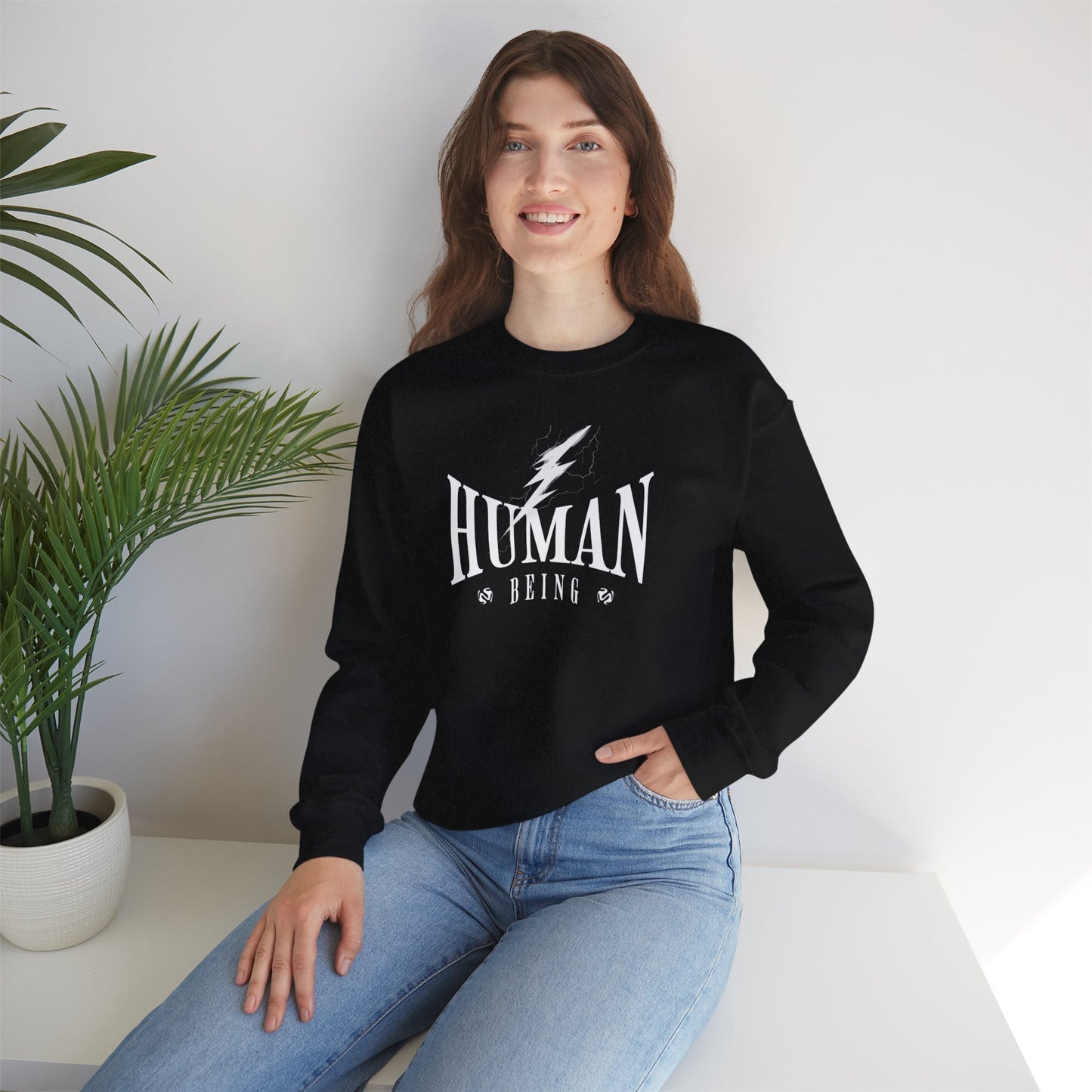 Human Being Lightning Bolt Unisex Crewneck Sweatshirt